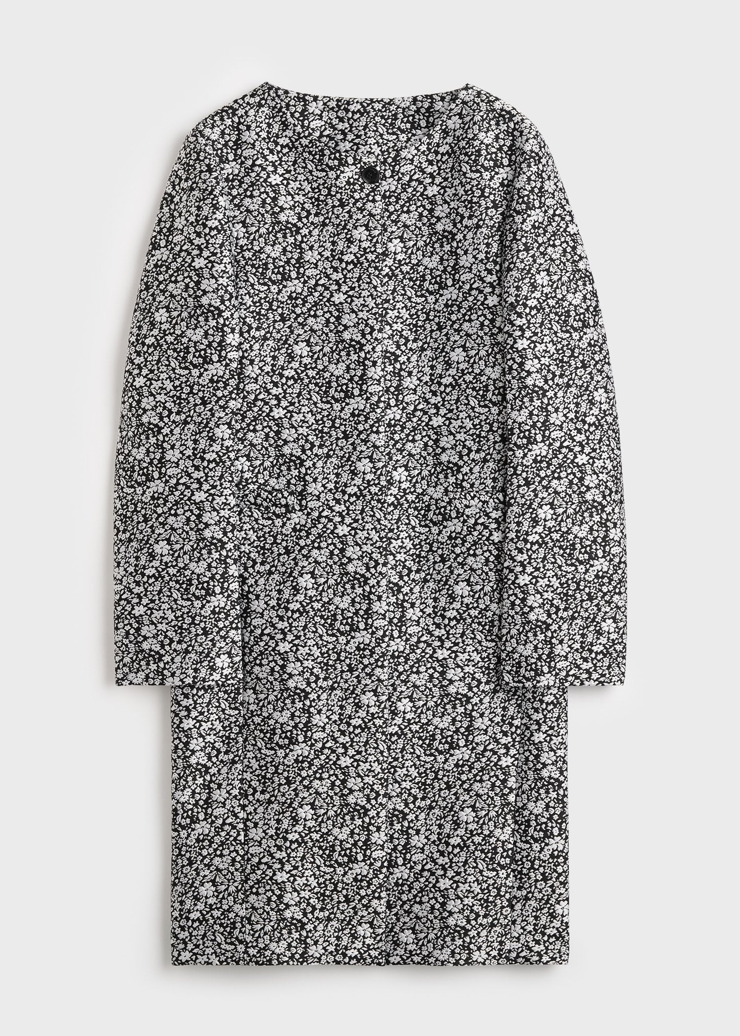 Collarless floral coat white/black - Image 5