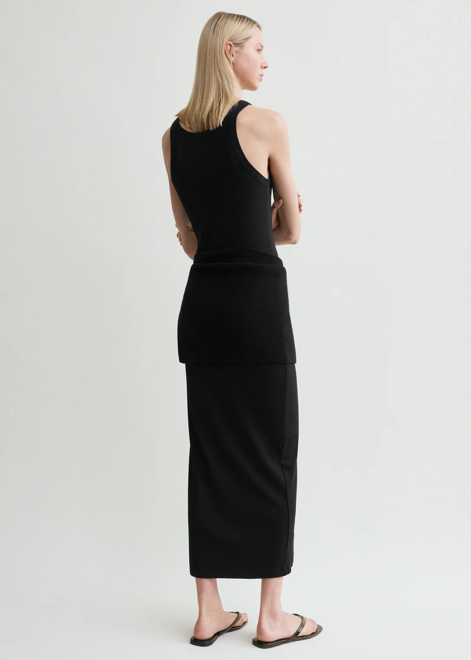 Curved rib tank dress black - Image 3