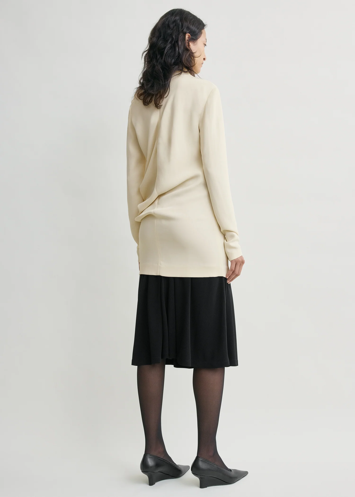 High-neck twist blouse ecru - Image 3