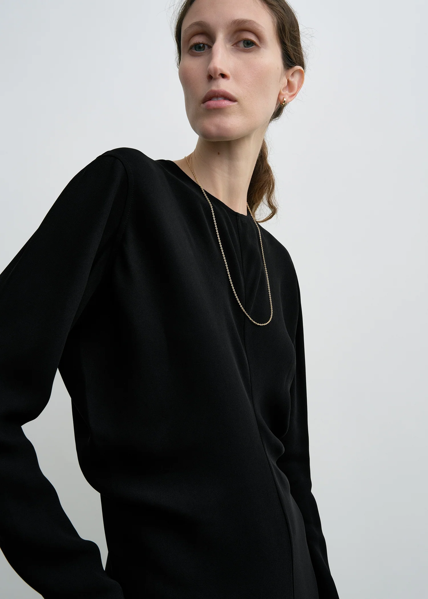 Long-sleeve slouch waist dress black - Image 4