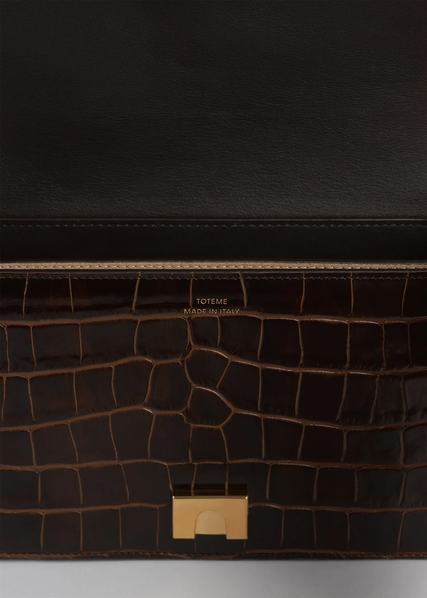 Mini T-flap croco-embossed bag dark brown - Image 8