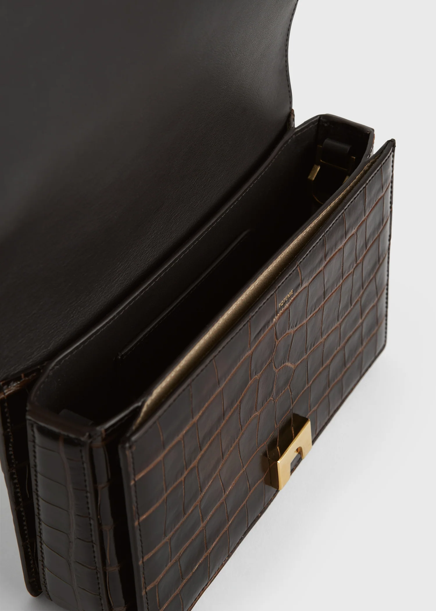 Mini T-flap croco-embossed bag dark brown - Image 9