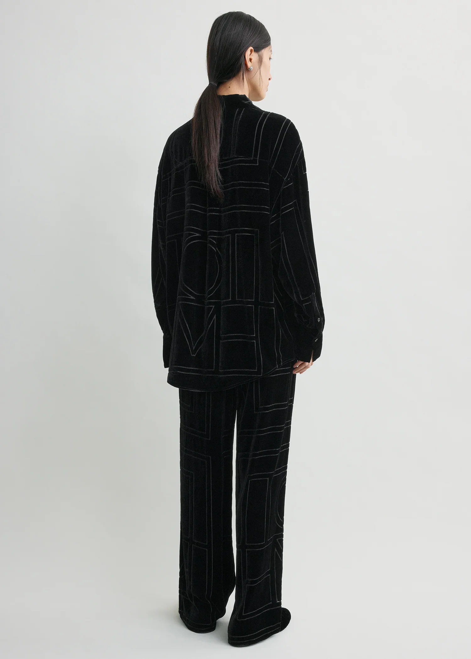 Oversized devoré shirt black - Image 3
