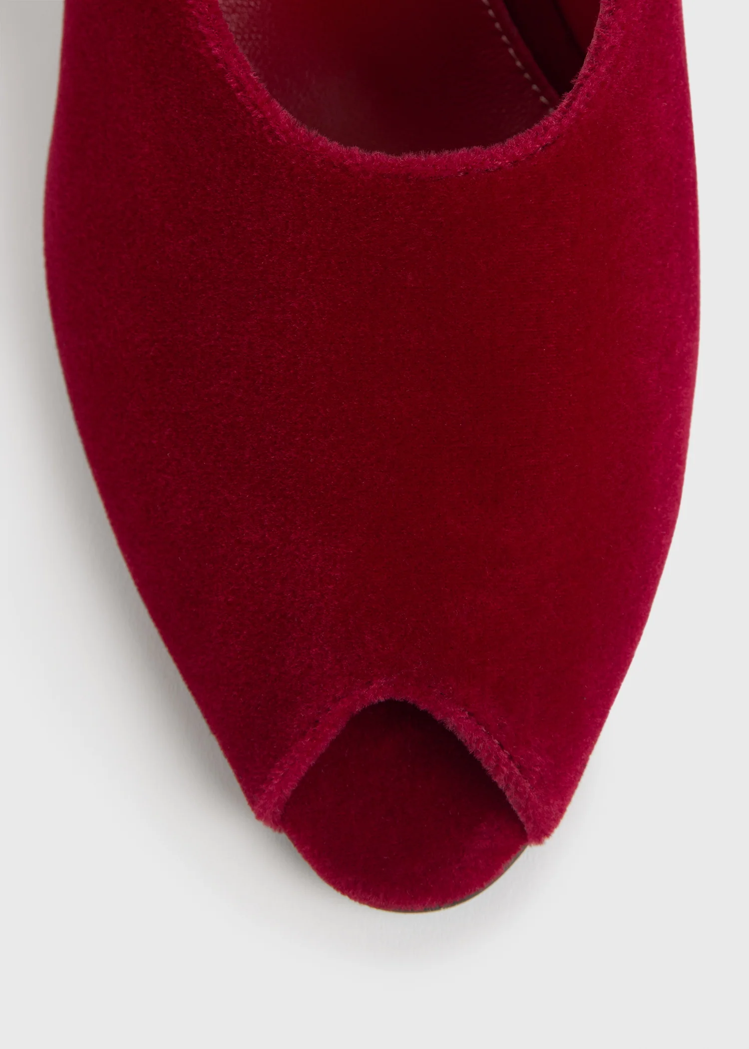 Peep-toe velvet wedge mules red - Image 6