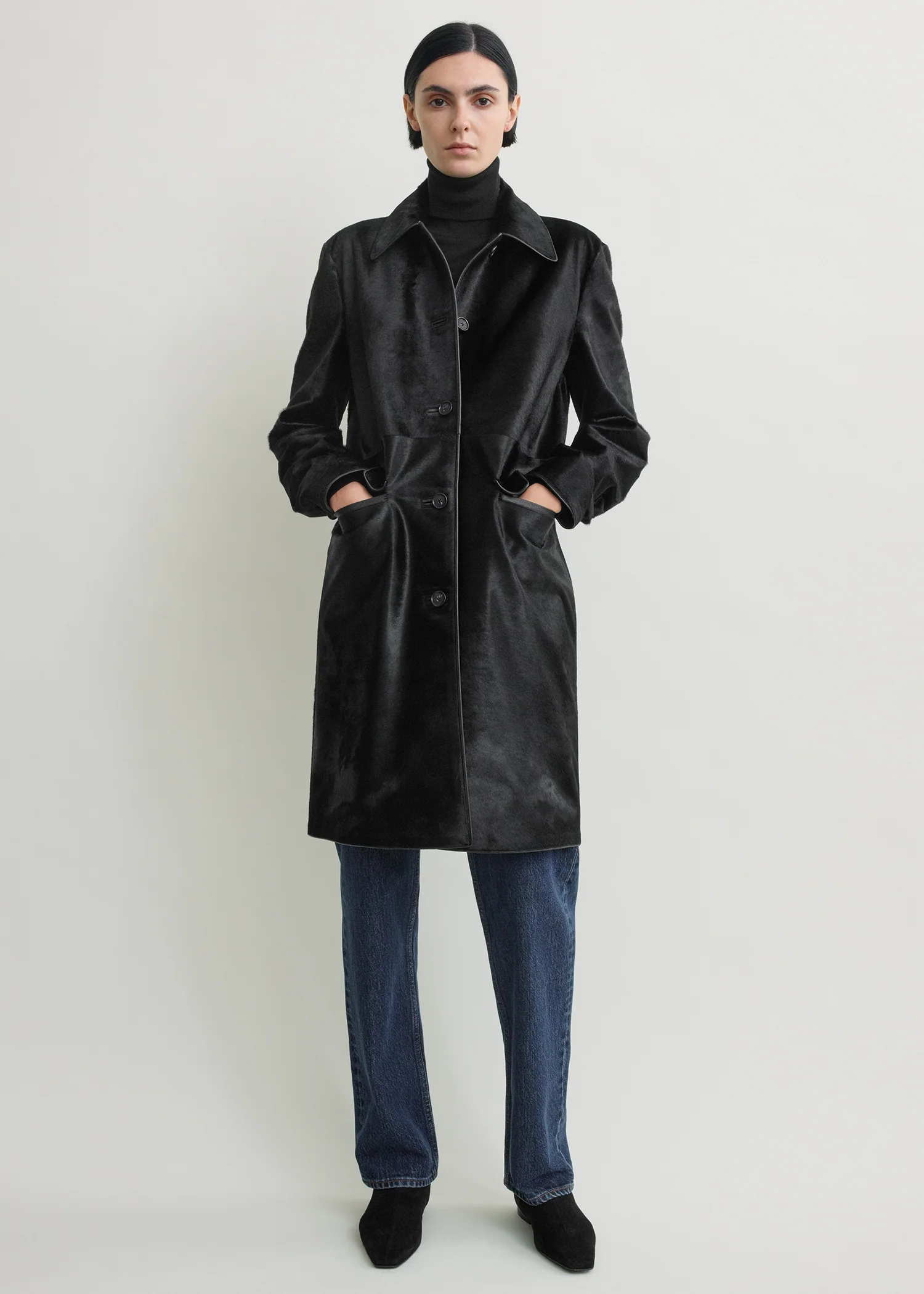 Pony hair coat black - Image 5