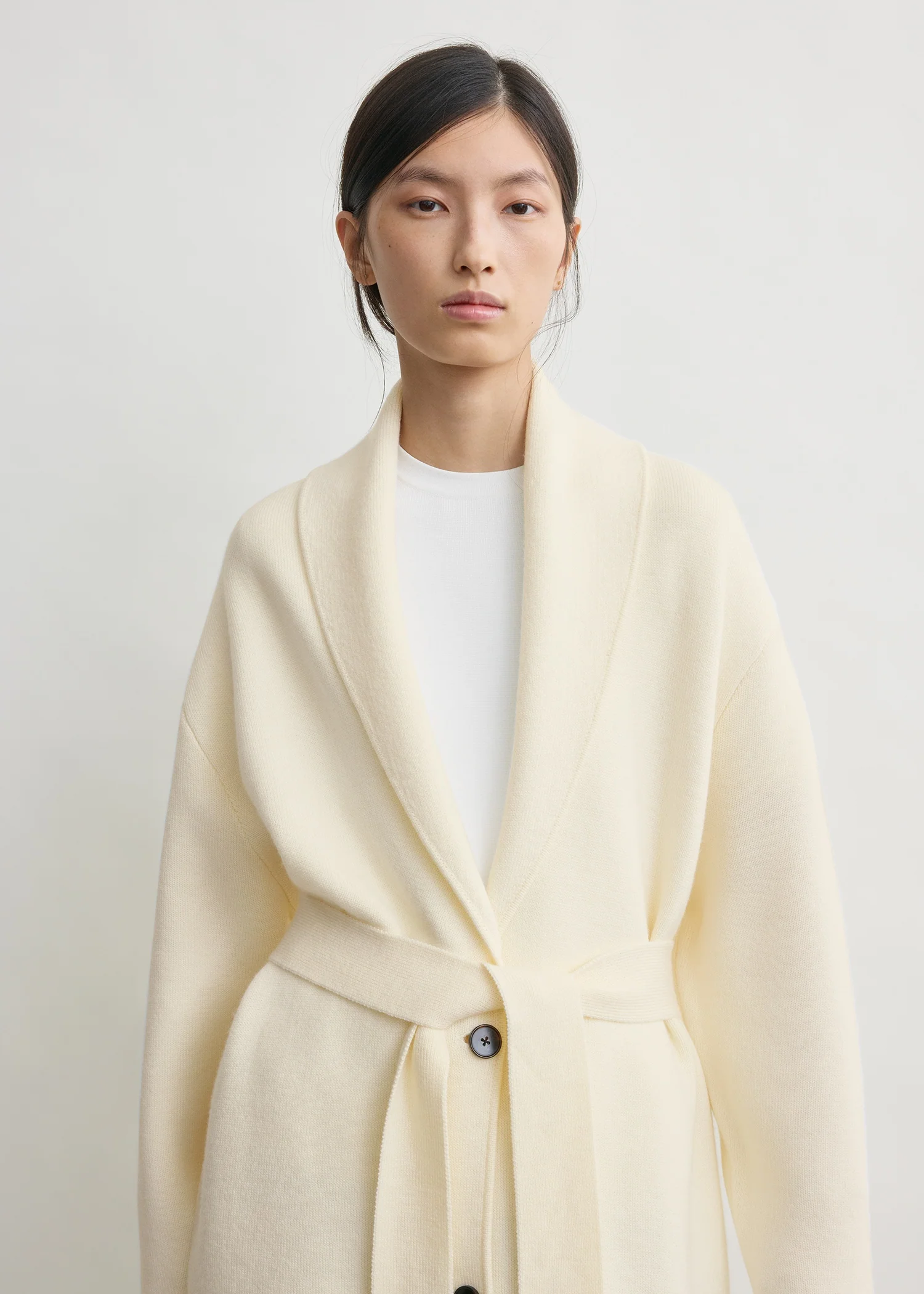 Shawl-lapel robe ecru - Image 4