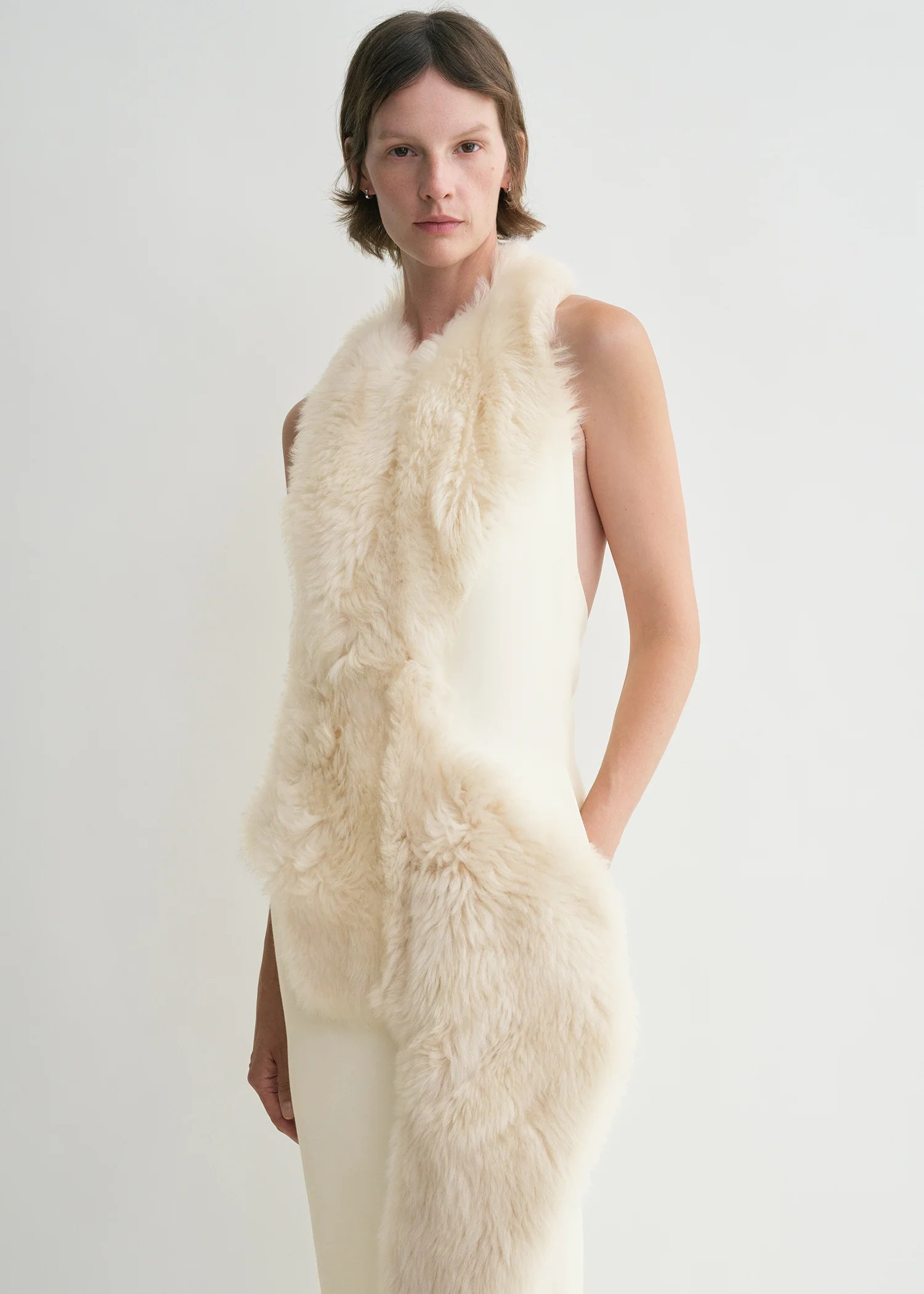 Shearling appliqué dress macadamia - Image 3