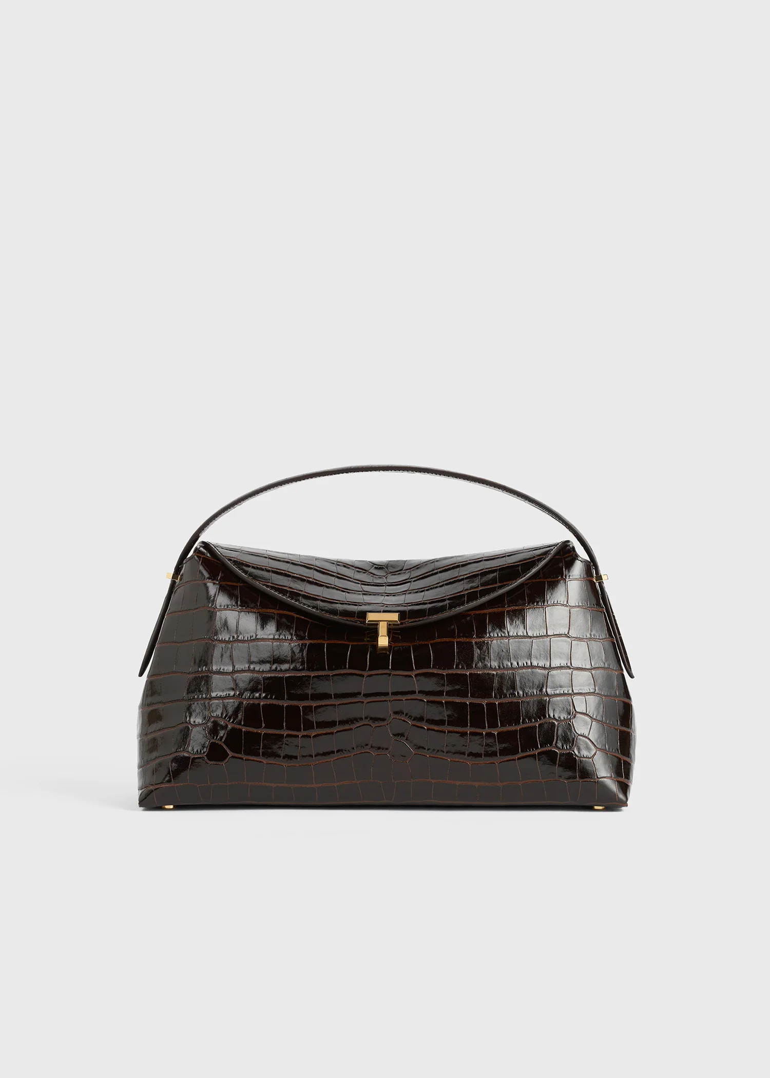 T-lock croco-embossed top handle dark brown - Image 9