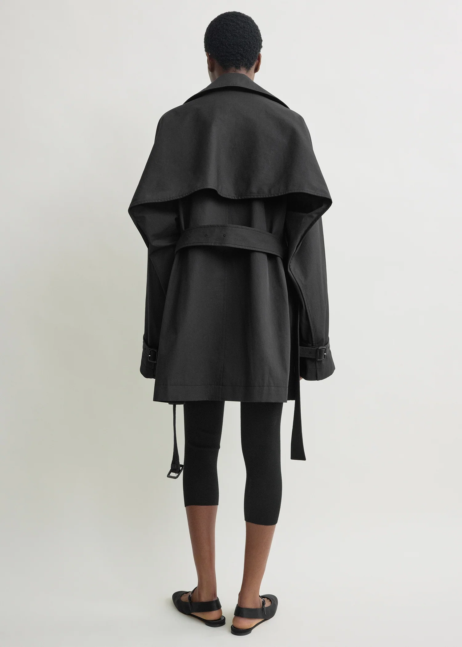 Washed cotton trench washed black - Image 4